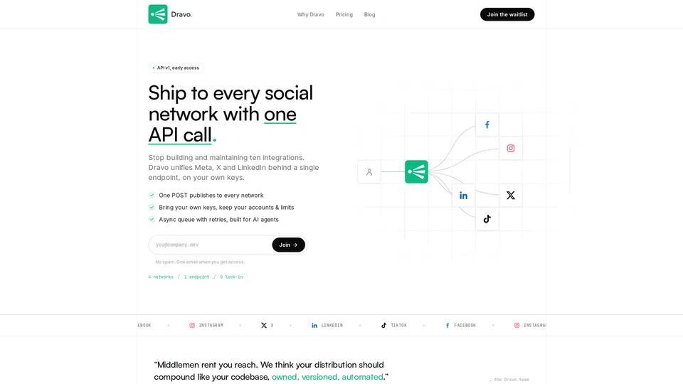 Homepage snapshot at launch