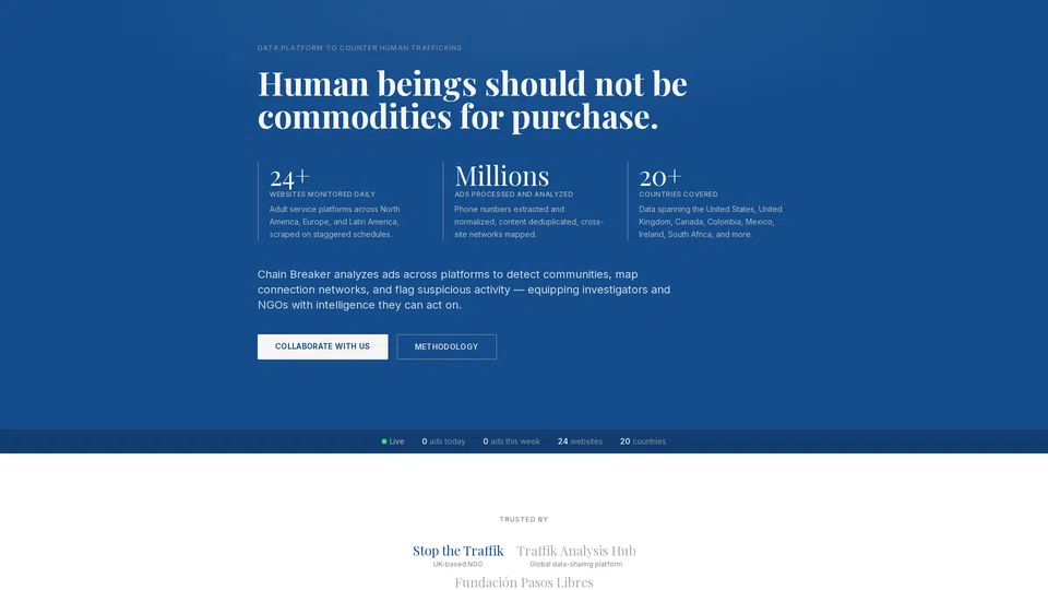 Homepage snapshot at launch