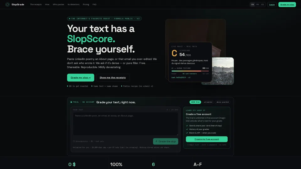 Homepage snapshot at launch