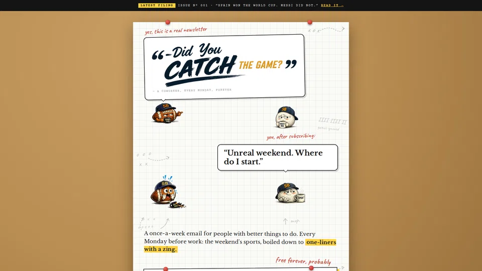 Homepage snapshot at launch