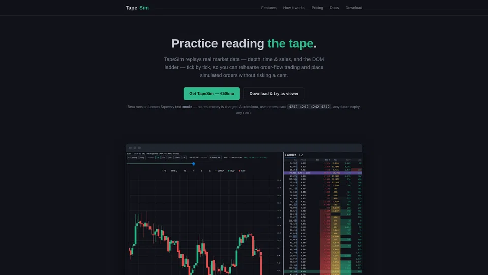 Homepage snapshot at launch