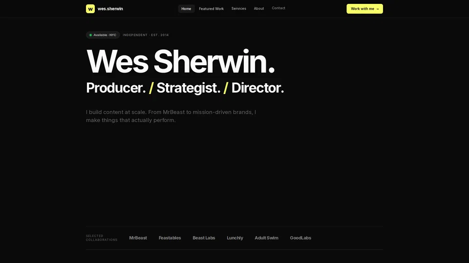 Homepage snapshot at launch