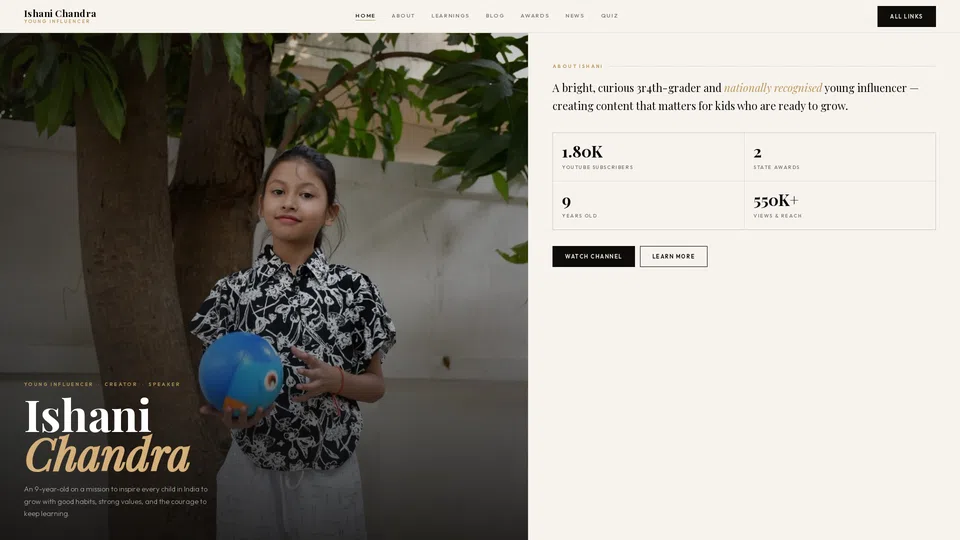 Homepage snapshot at launch
