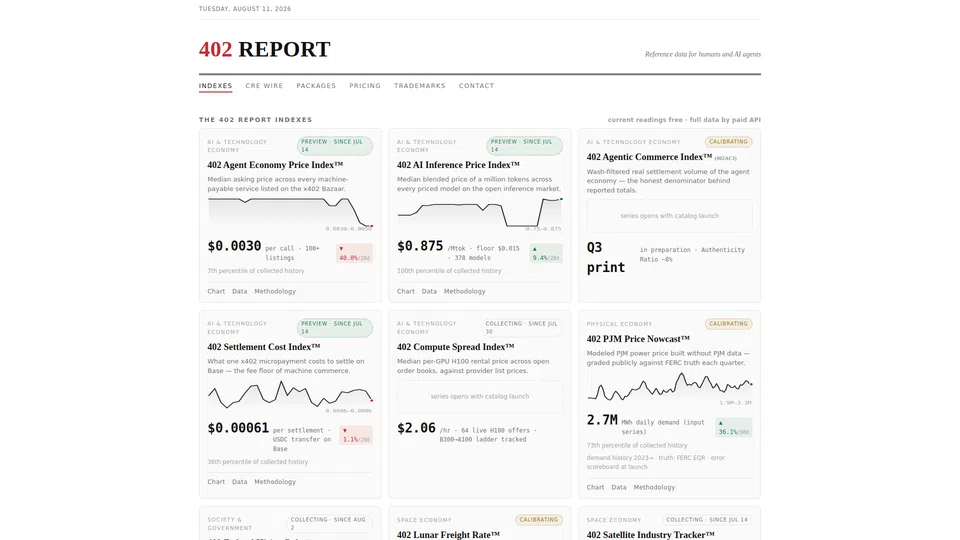 Homepage snapshot at launch