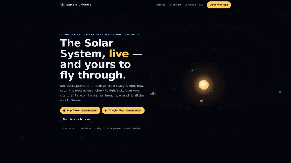 Homepage snapshot at launch