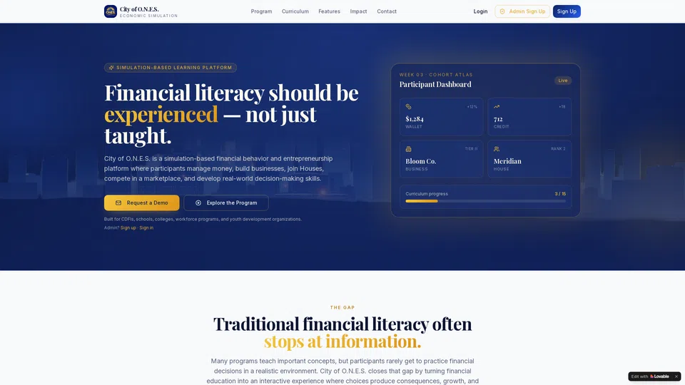 Homepage snapshot at launch