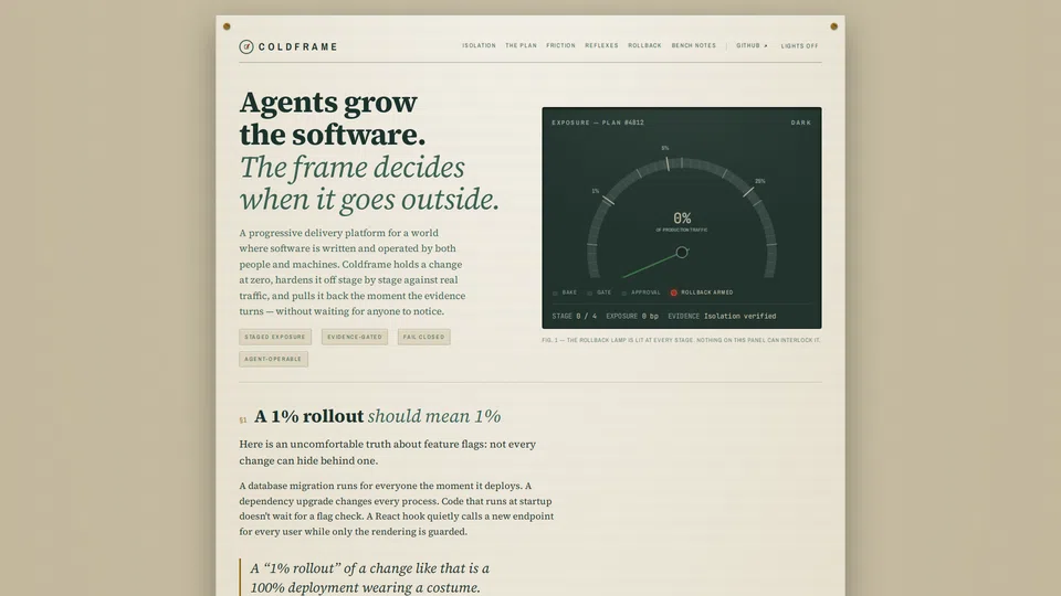 Homepage snapshot at launch