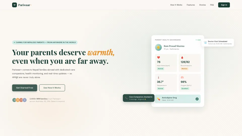 Homepage snapshot at launch