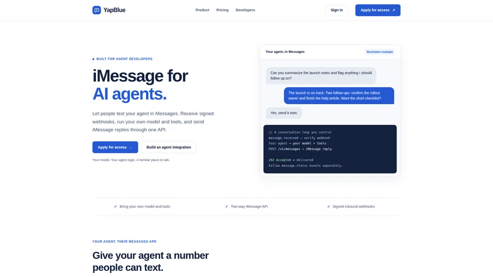 Homepage snapshot at launch