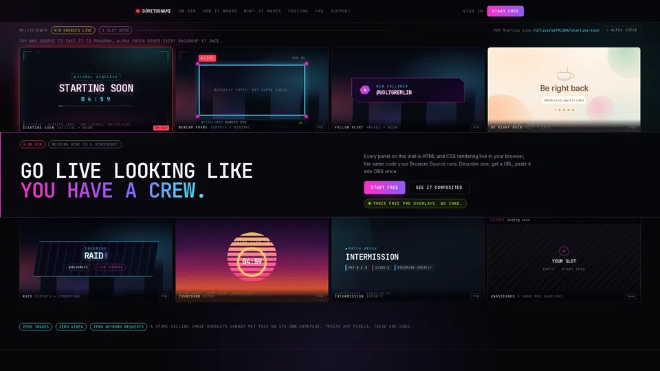 Homepage snapshot at launch