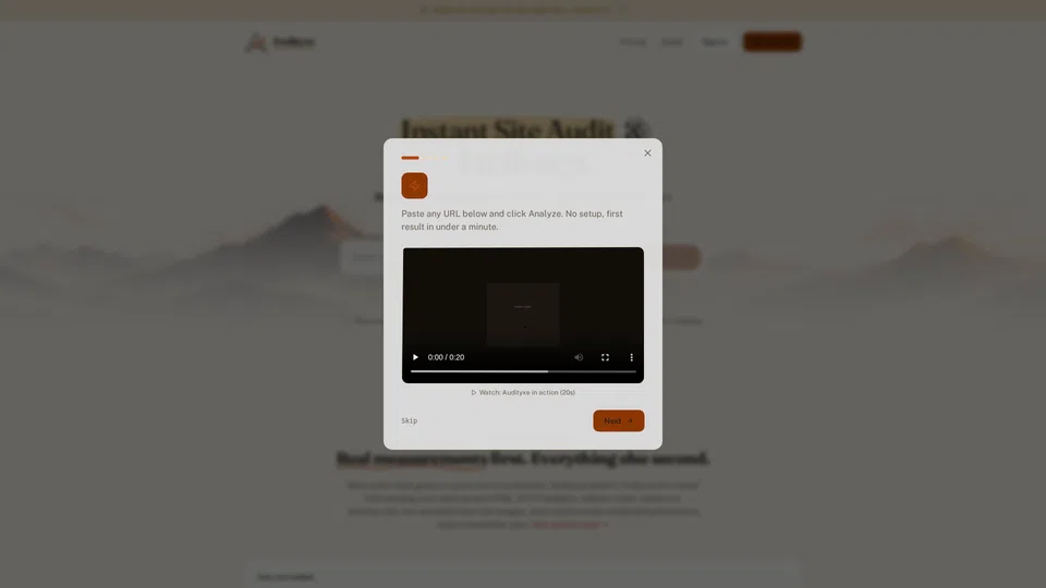 Homepage snapshot at launch