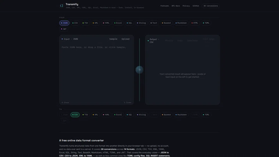 Homepage snapshot at launch