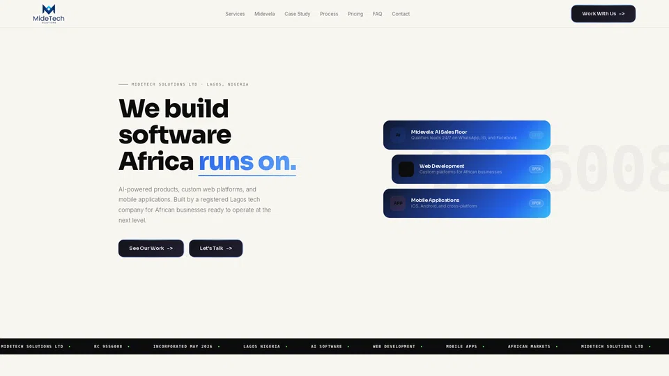 Homepage snapshot at launch