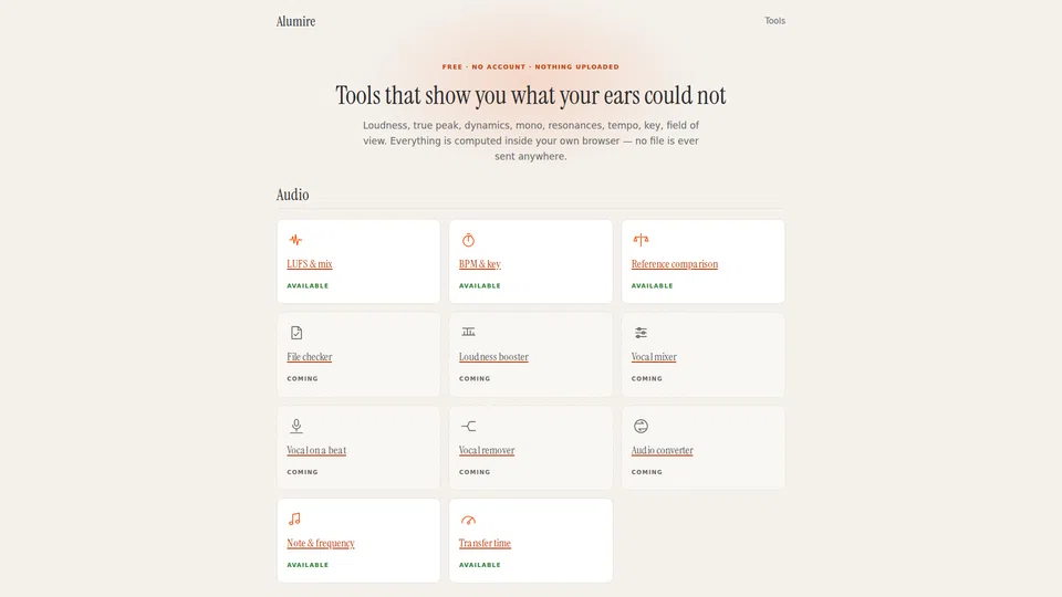Homepage snapshot at launch