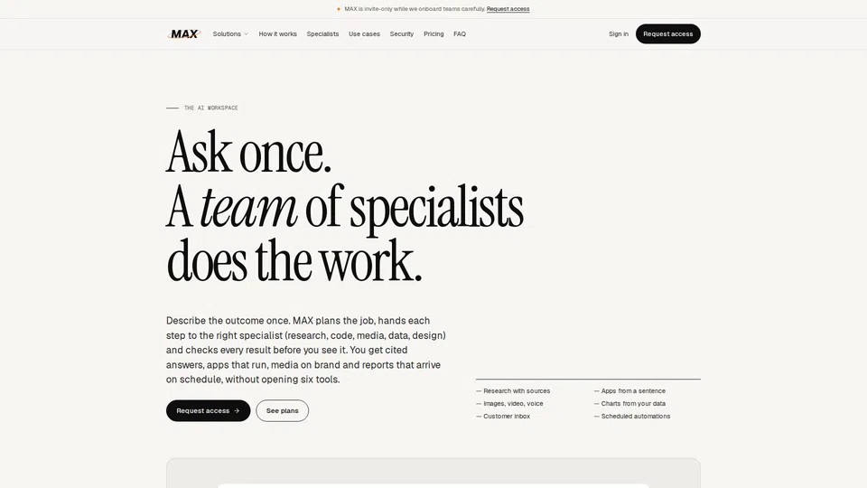 Homepage snapshot at launch