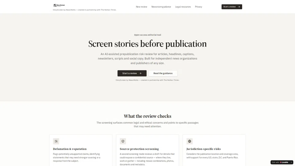 Homepage snapshot at launch