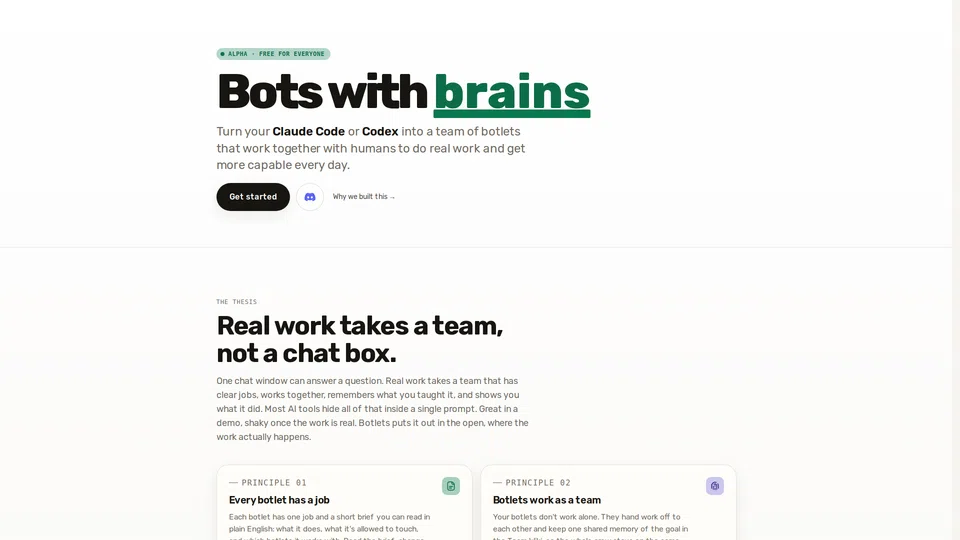 Homepage snapshot at launch