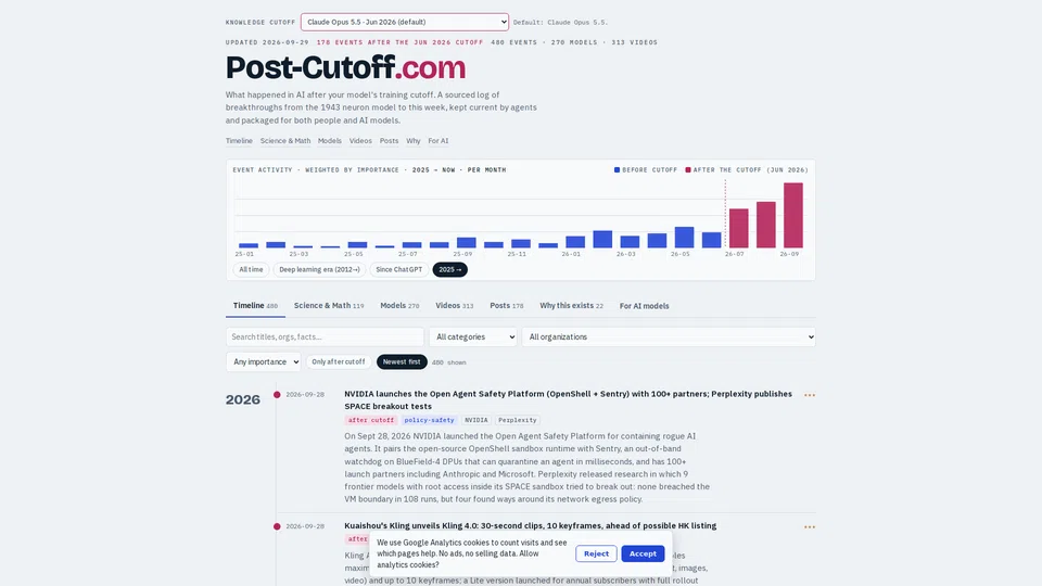 Homepage snapshot at launch