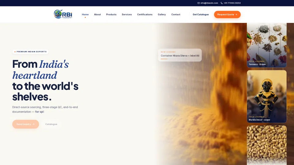 Homepage snapshot at launch