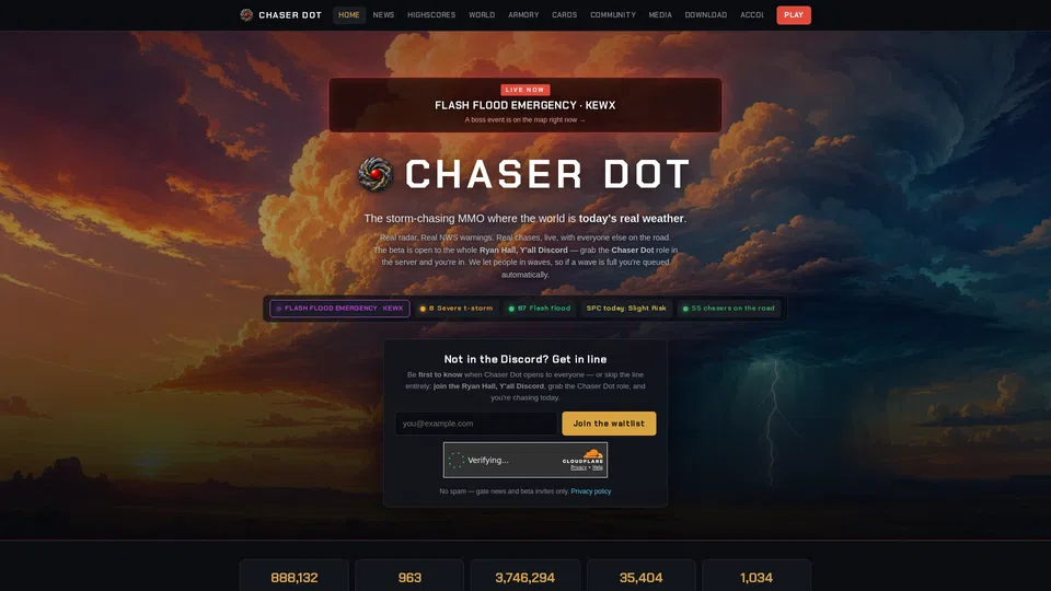 Homepage snapshot at launch