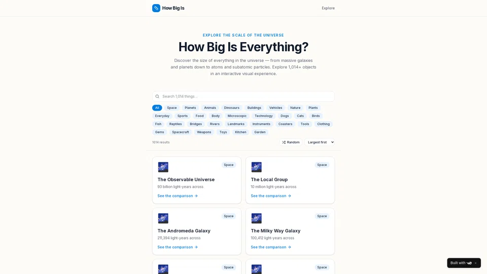 Homepage snapshot at launch