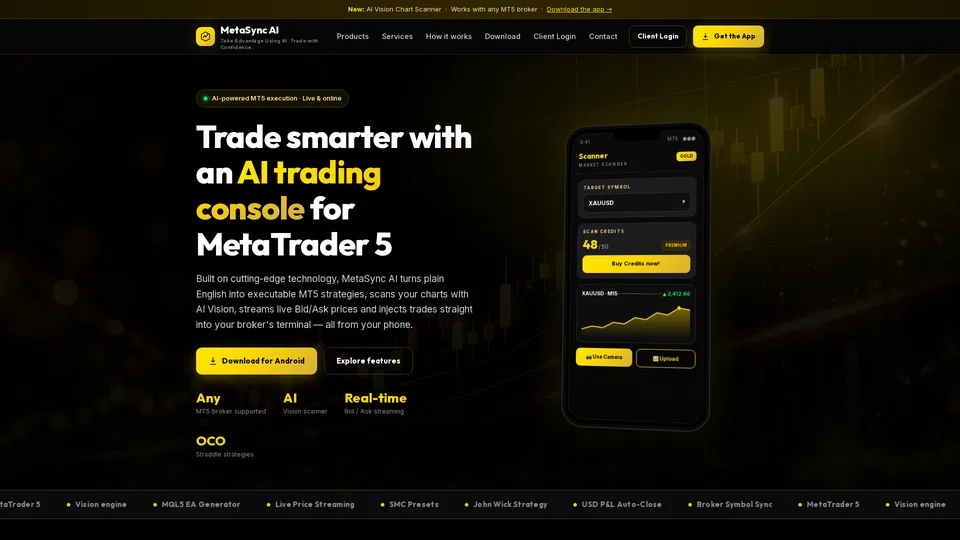 Homepage snapshot at launch