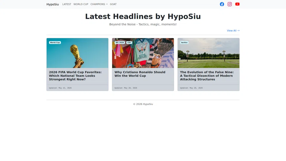 Homepage snapshot at launch