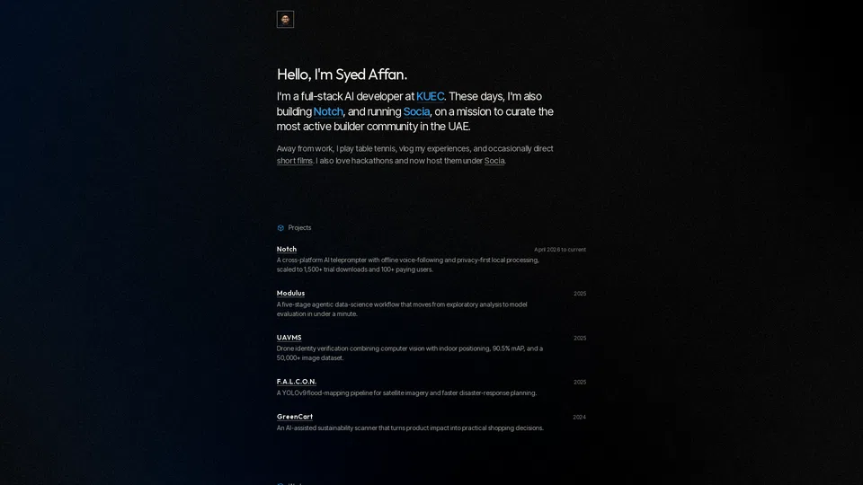 Homepage snapshot at launch