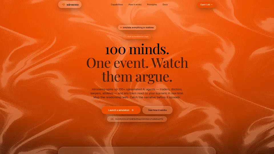 Homepage snapshot at launch