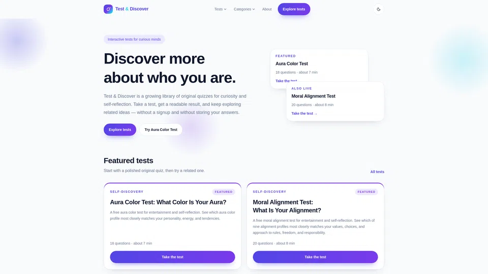 Homepage snapshot at launch