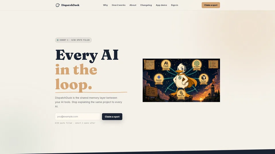 Homepage snapshot at launch