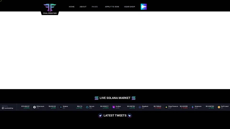 Homepage snapshot at launch