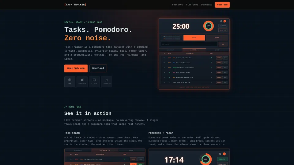 Homepage snapshot at launch