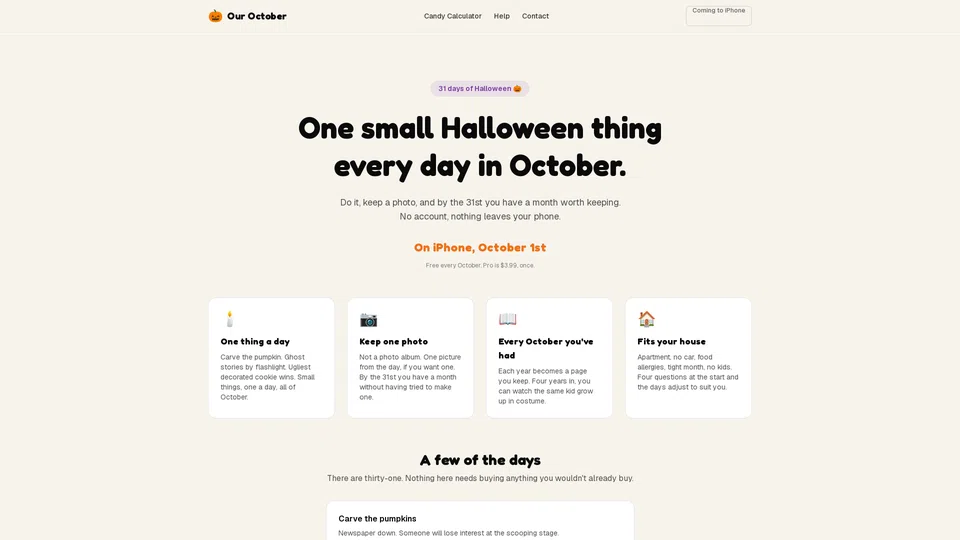Homepage snapshot at launch