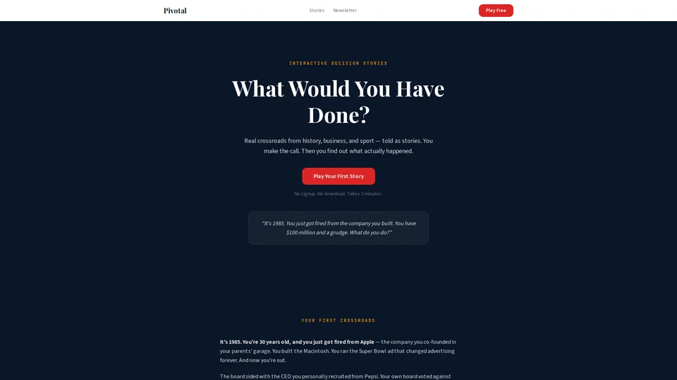 Homepage snapshot at launch