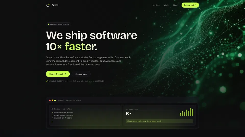 Homepage snapshot at launch