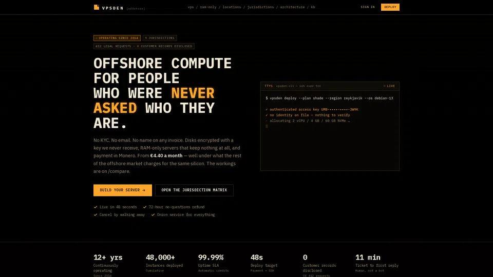 Homepage snapshot at launch