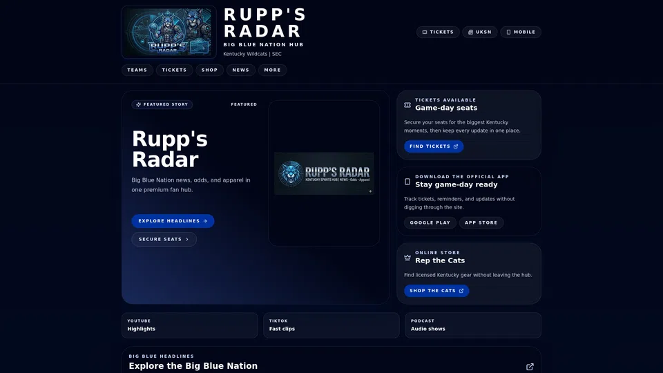 Homepage snapshot at launch