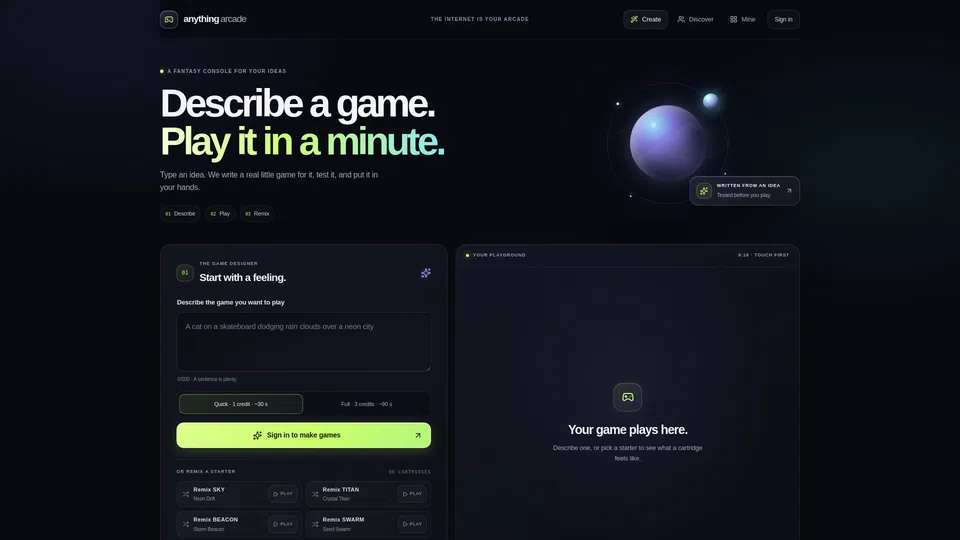Homepage snapshot at launch