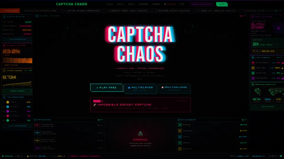 Homepage snapshot at launch