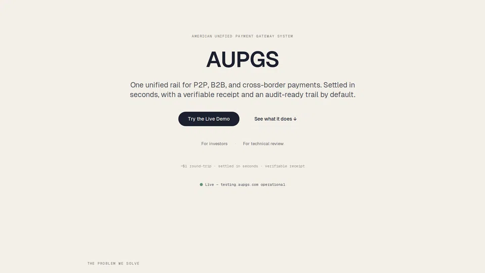Homepage snapshot at launch