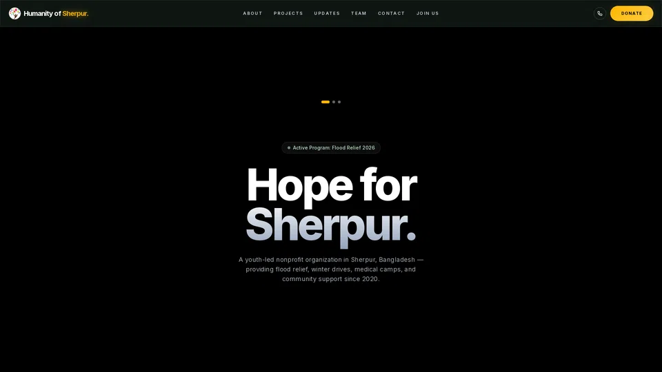 Homepage snapshot at launch