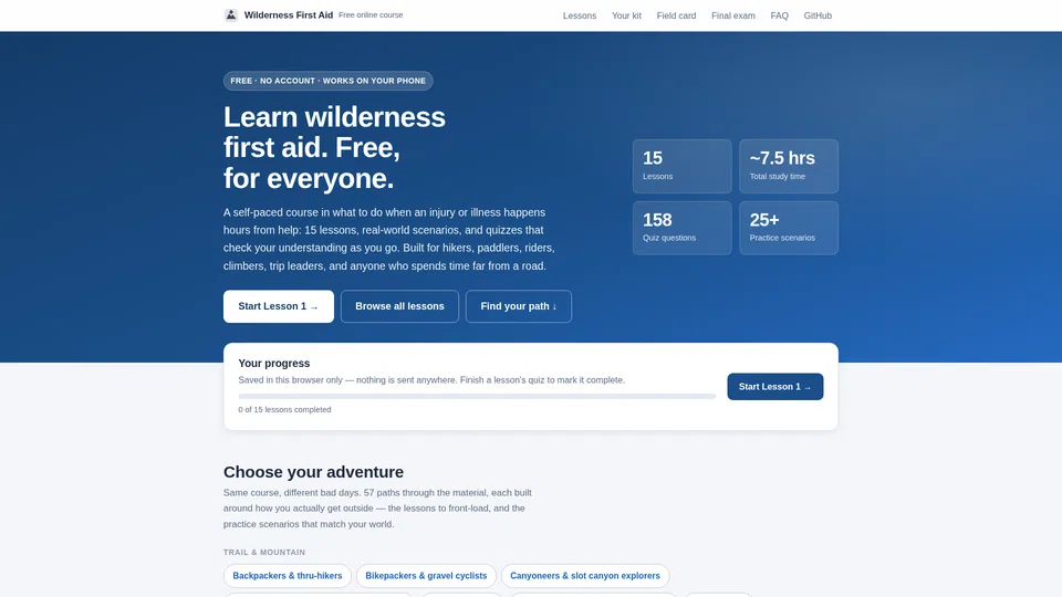 Homepage snapshot at launch
