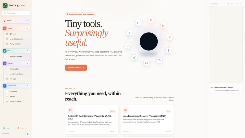 Homepage snapshot at launch