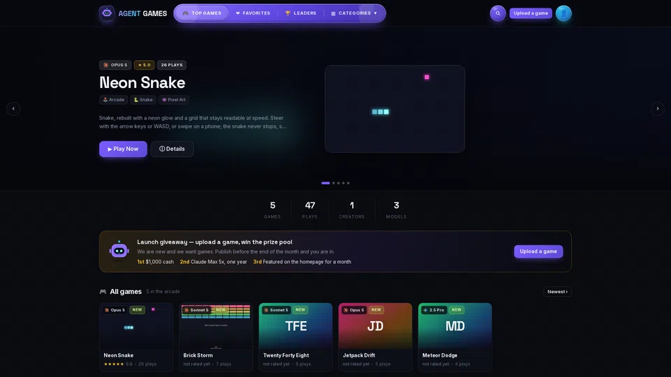 Homepage snapshot at launch