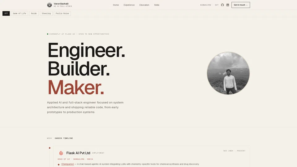 Homepage snapshot at launch