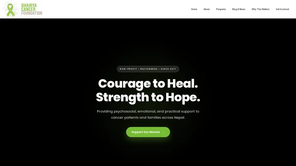 Homepage snapshot at launch