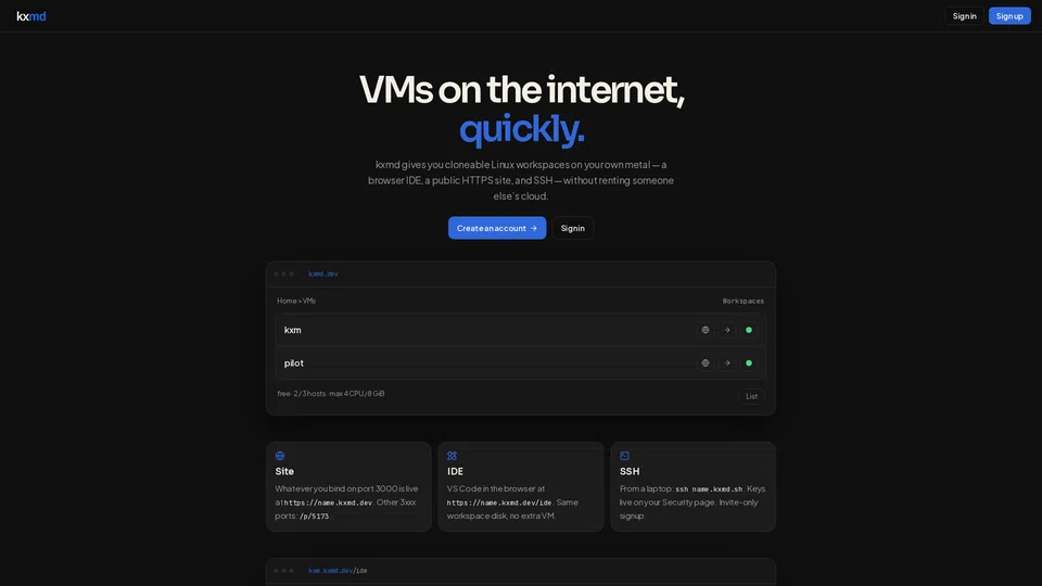 Homepage snapshot at launch