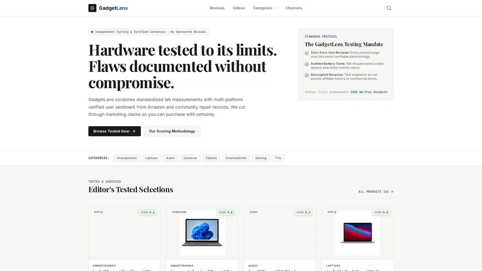 Homepage snapshot at launch