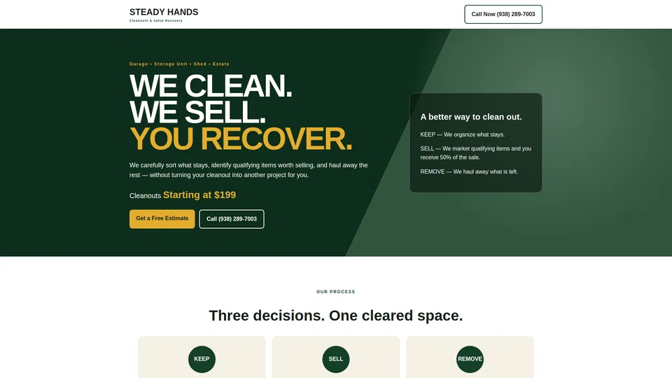 Homepage snapshot at launch